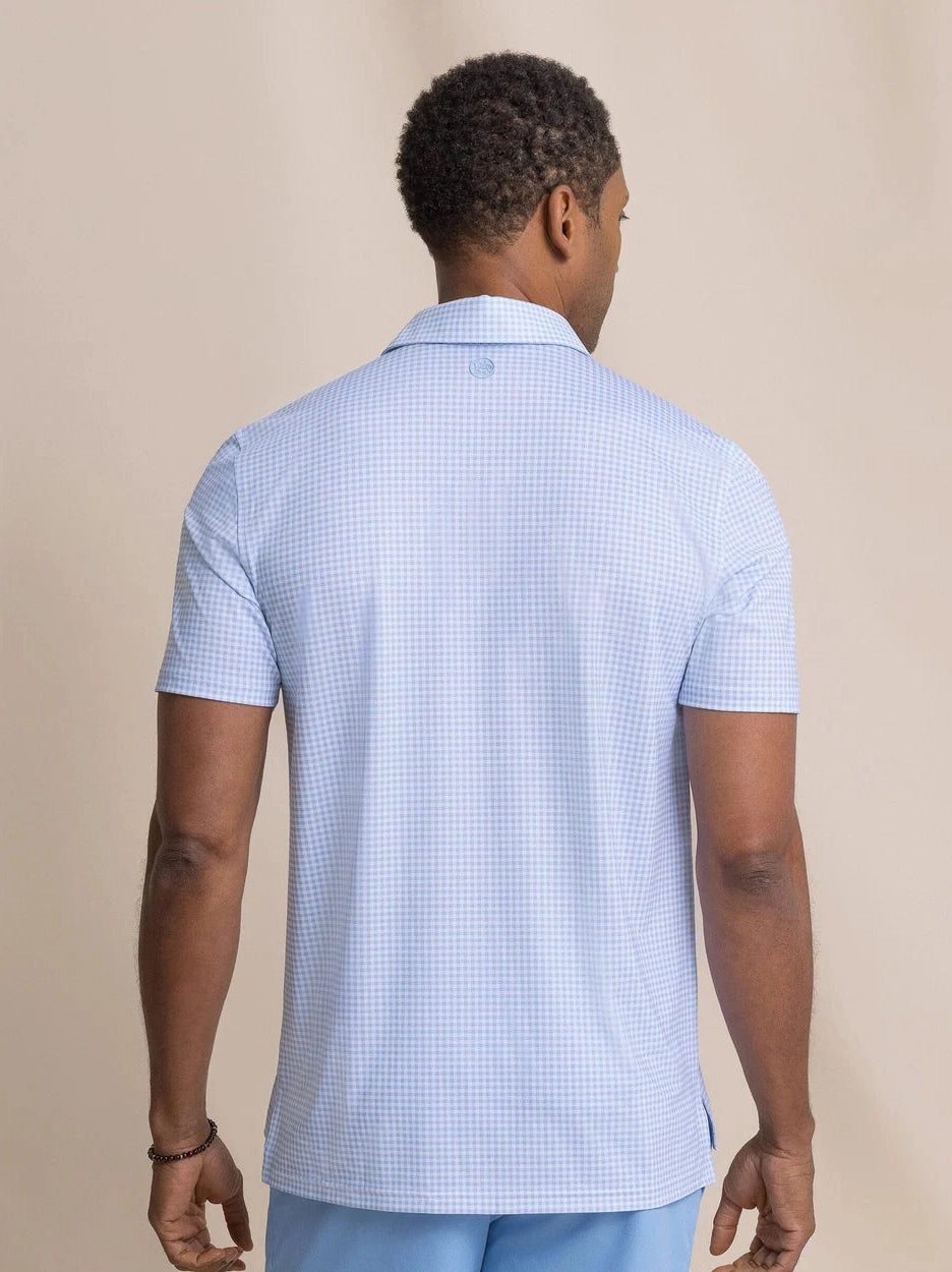 Driver Island View Gingham Printed Polo - Tide Blue