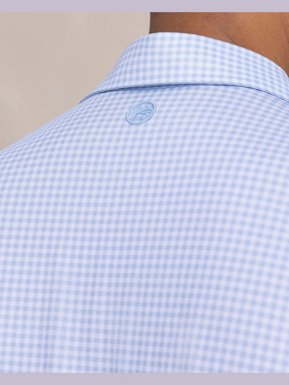 Driver Island View Gingham Printed Polo - Tide Blue