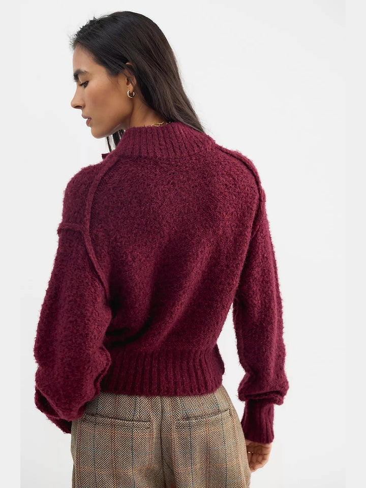 Free People Tucked Henley Pullover - Burgundy