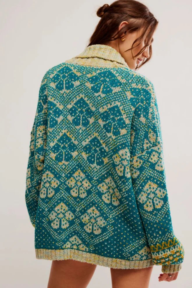 Free People Harbor Teal Cardigan