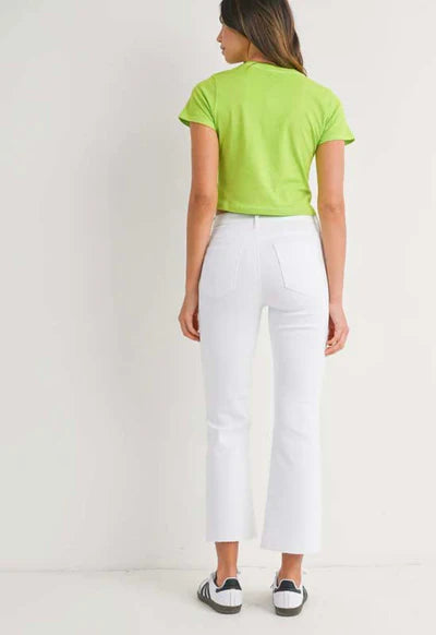 Just Black Denim Patch Pocket Cropped Flare Jean- Optic White