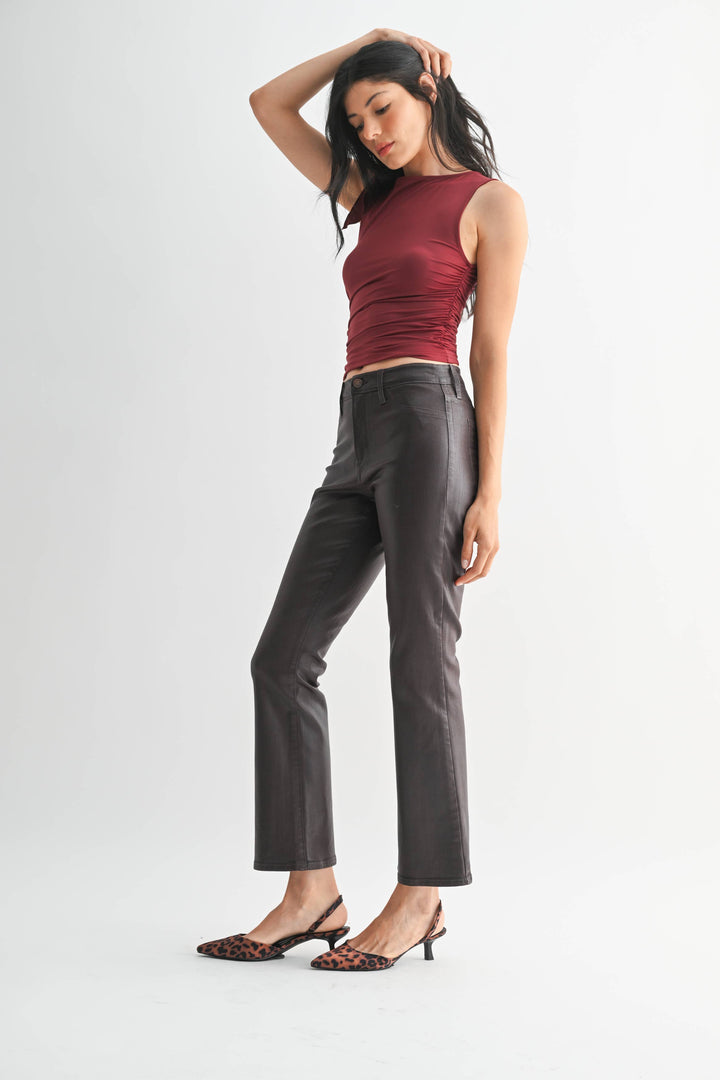Just Black Denim Slim Cropped Bootcut- Coated Espresso