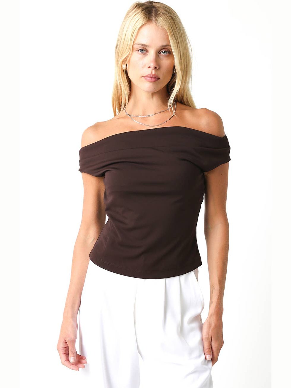 Macey Off-Shoulder Fitted Top