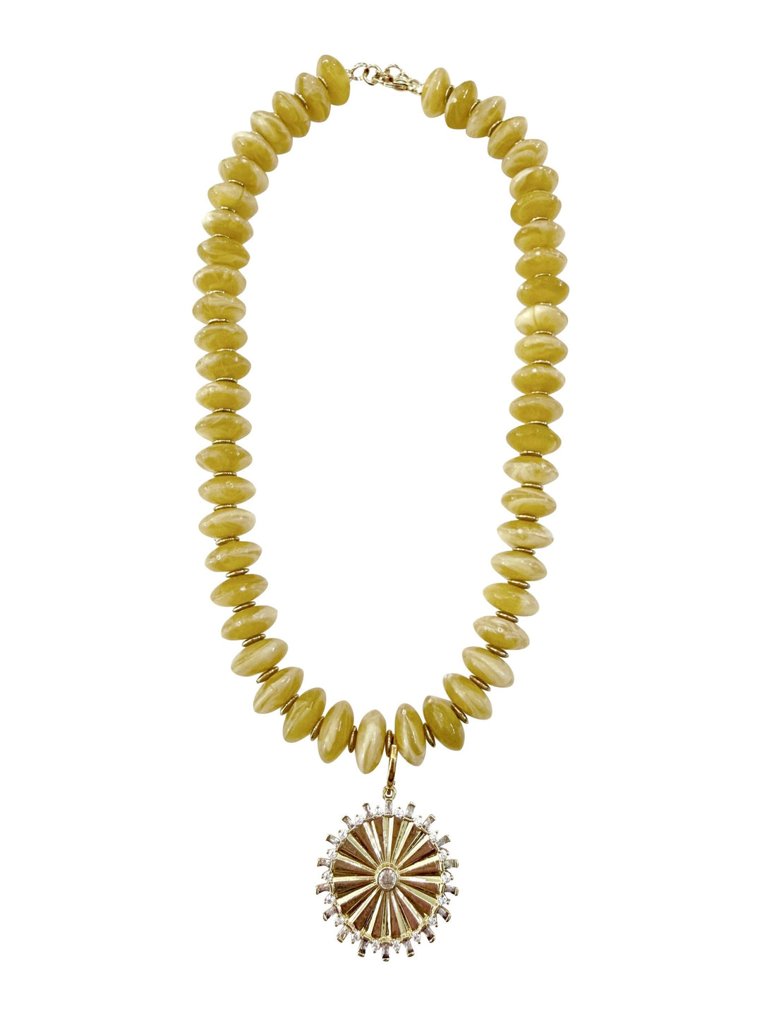 Bodhi Beaded Disc Charm Necklace - Yellow