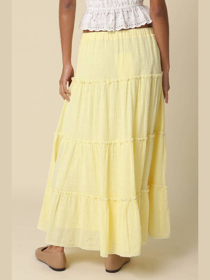 Brooke Tiered Maxi Skirt- Butter Yellow