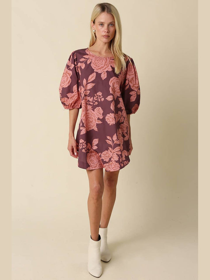 Rose Floral Mini Dress