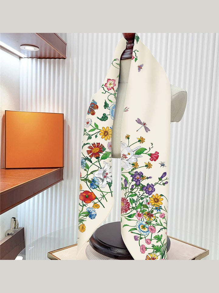 Tulip Floral Twill Silk Scarf