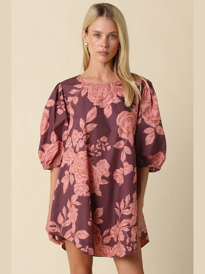 Rose Floral Mini Dress
