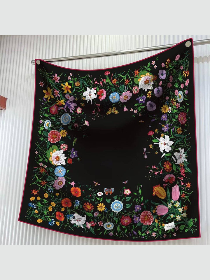 Tulip Floral Twill Silk Scarf
