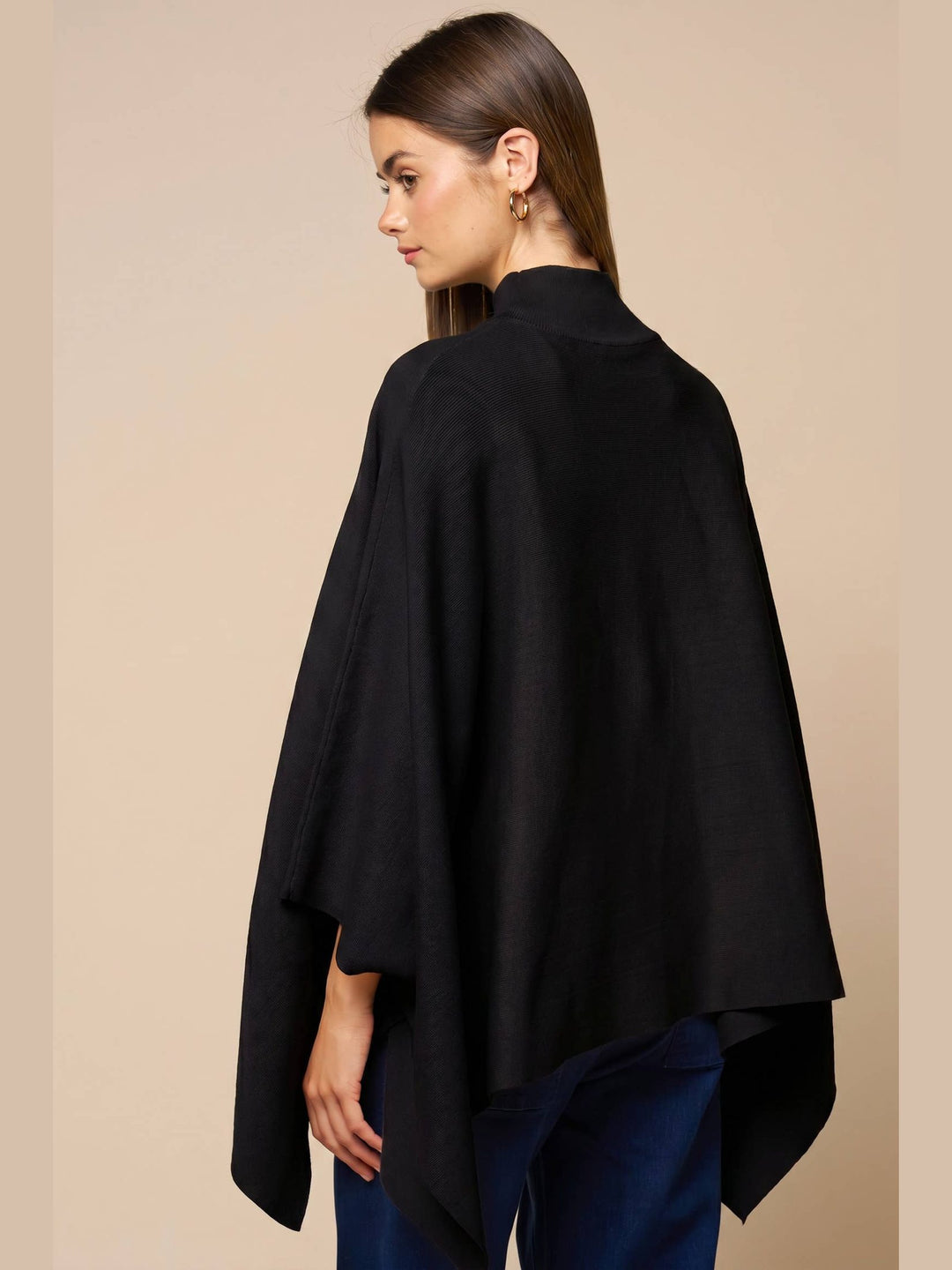 Mock Neck Poncho Sweater