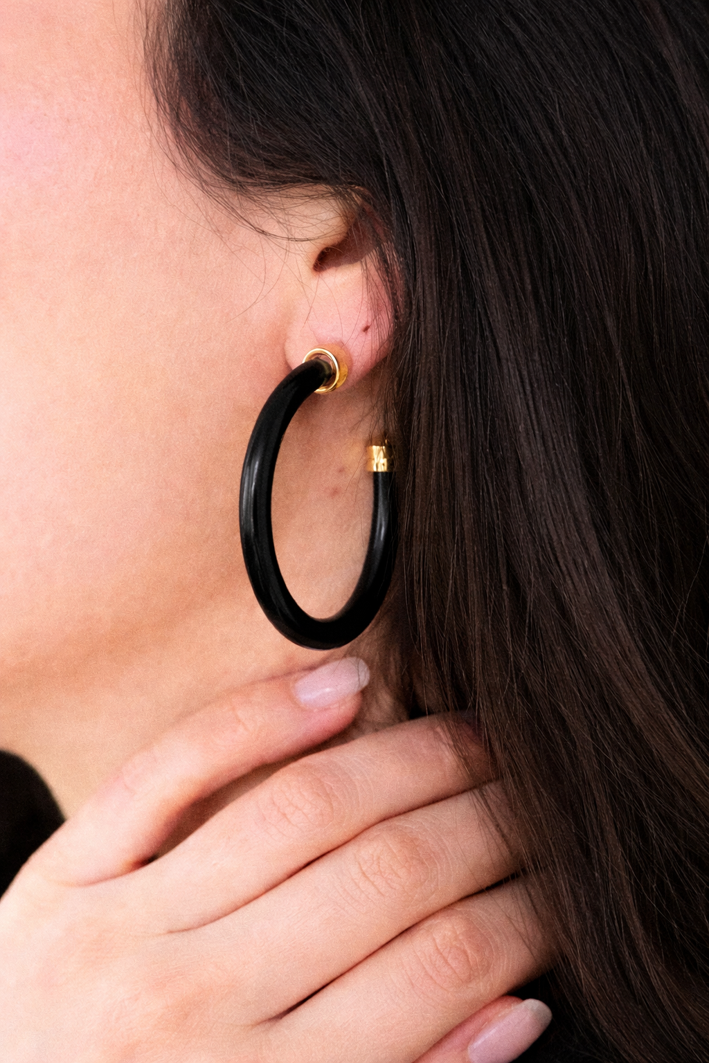 Black Lightweight Acrylic Hoop Earrings
