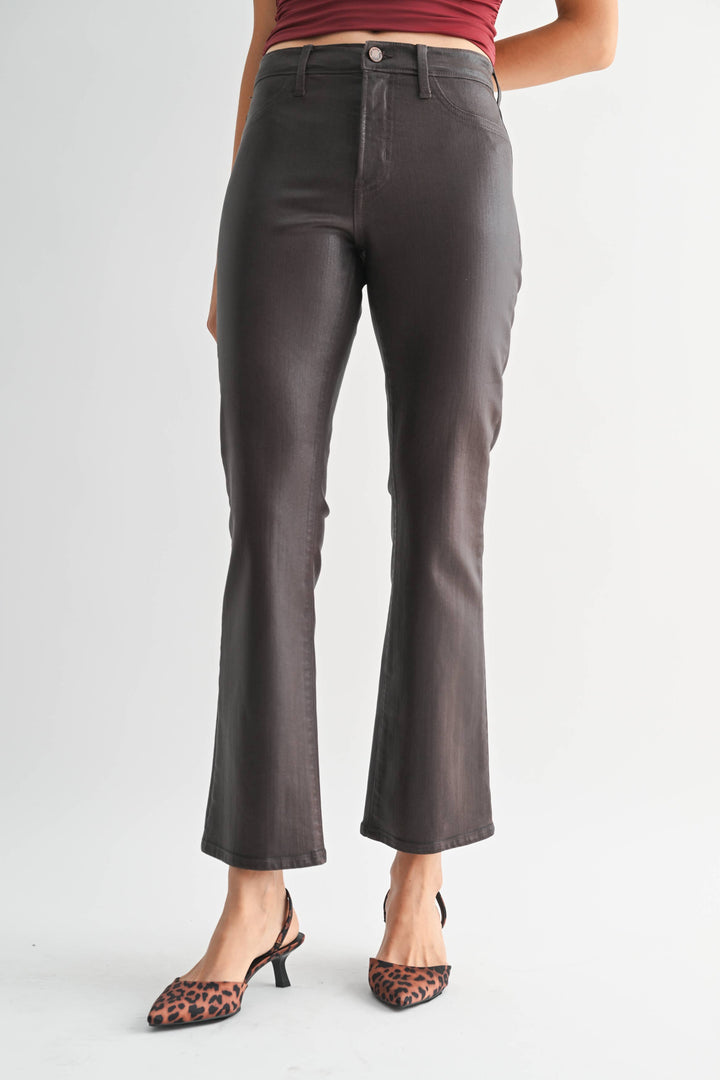 Just Black Denim Slim Cropped Bootcut- Coated Espresso