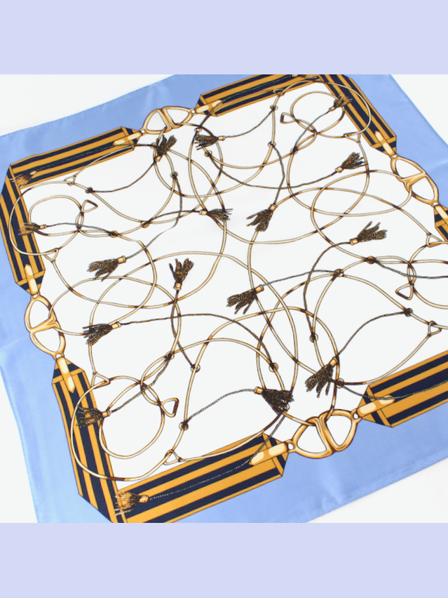 Classic Tassels Square Silk Scarf