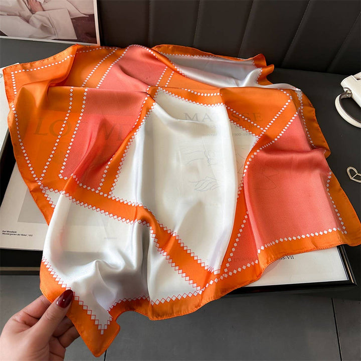 Peachy Pink Geometric Silk Scarf