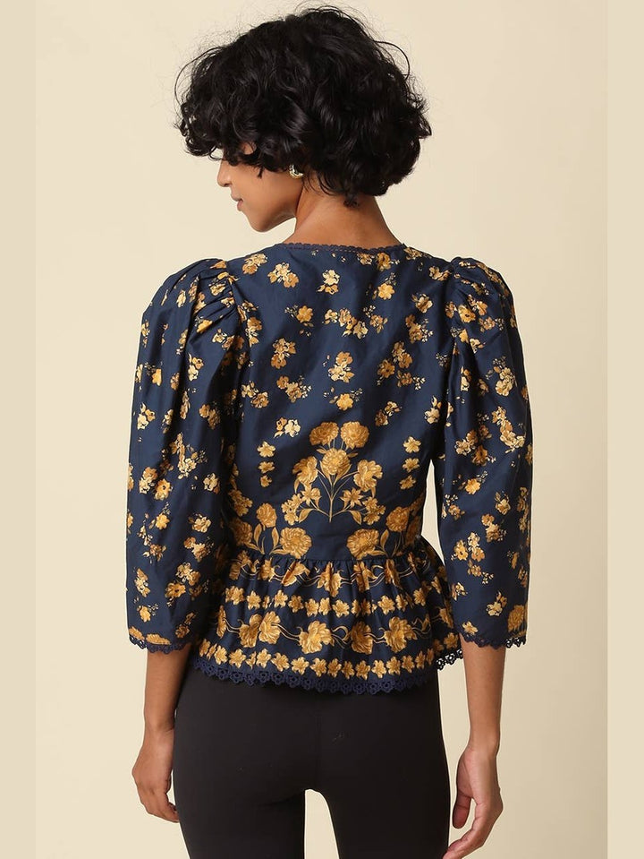 Olivaceous Arya Floral Puff Sleeve Blouse