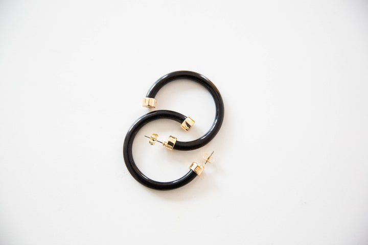Black Lightweight Acrylic Hoop Earrings