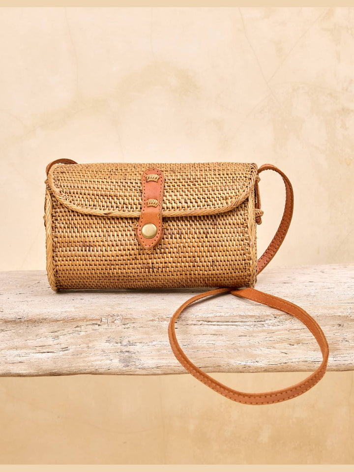 Ata Vine Rattan Straw Small Crossbody Bag