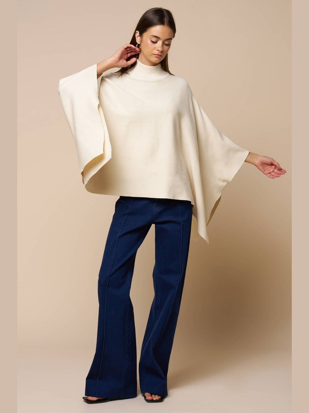 Mock Neck Poncho Sweater