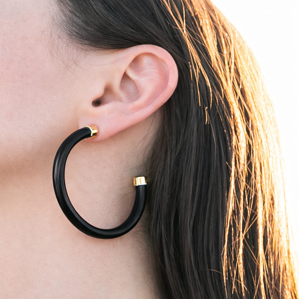 Black Lightweight Acrylic Hoop Earrings