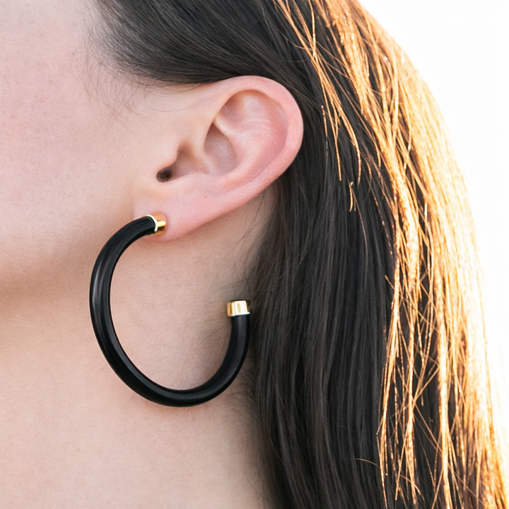 Black Lightweight Acrylic Hoop Earrings