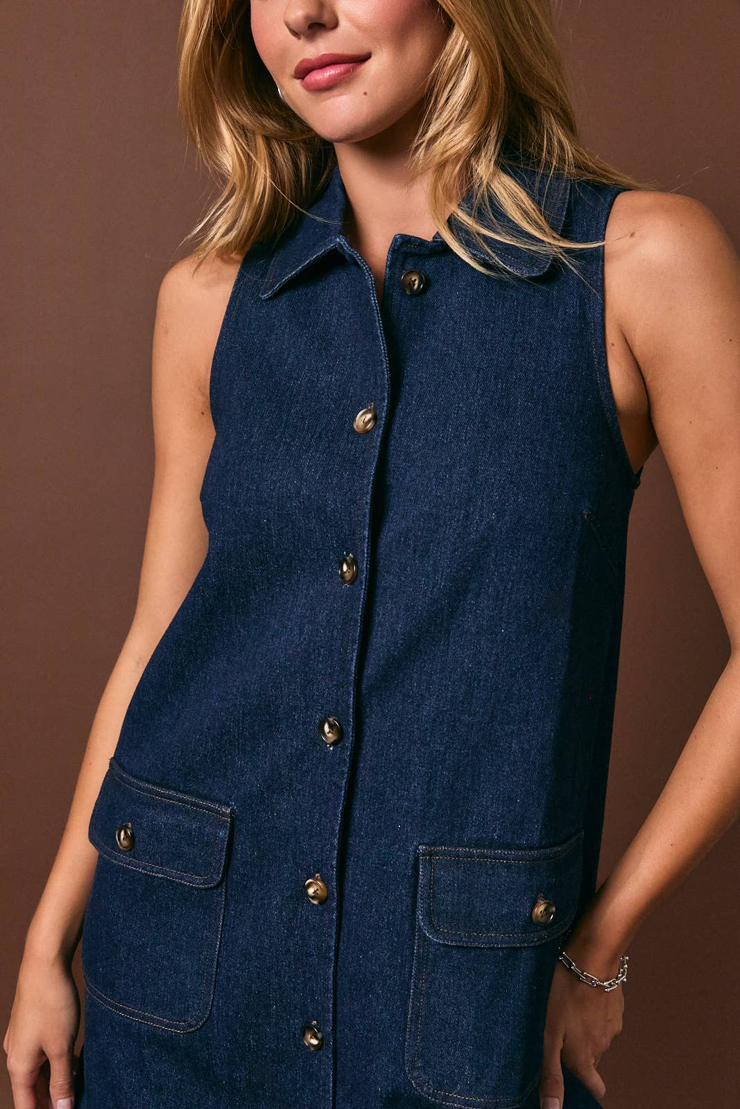 Tailgate Collared Button Down Denim Dress- PREORDER