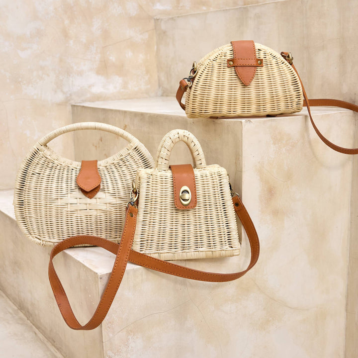 Ivory Rattan Petite Handbag