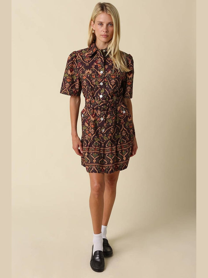Belen Paisley Belted Mini Dress