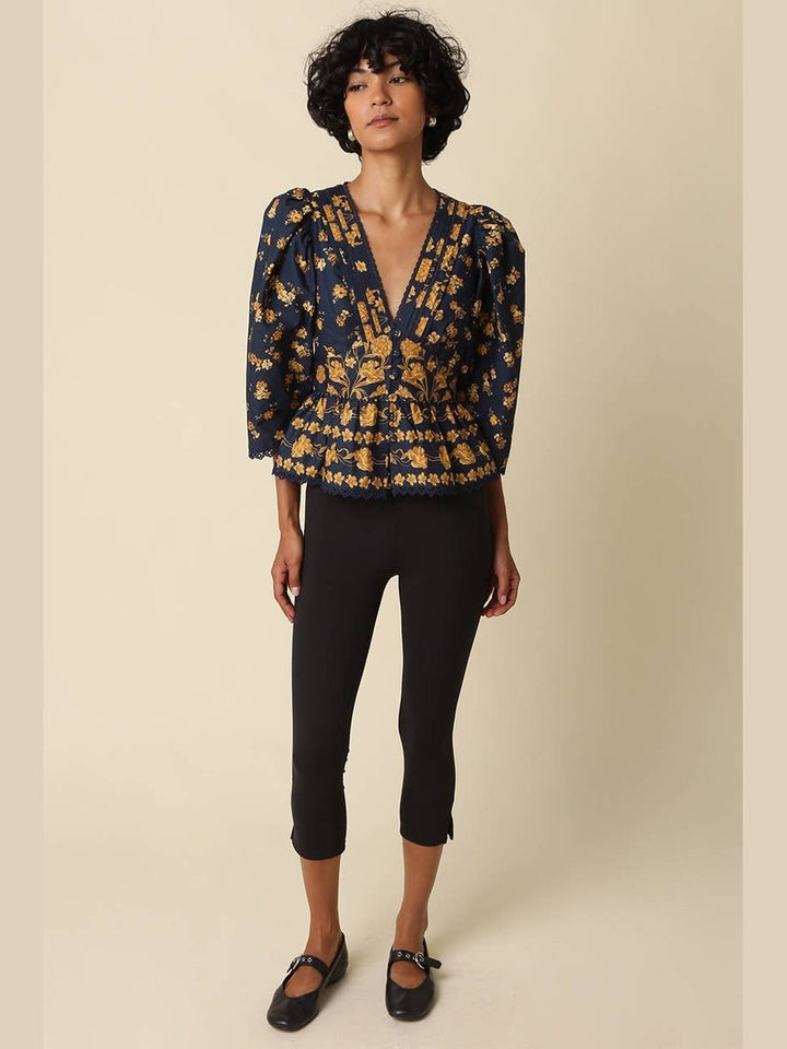 Olivaceous Arya Floral Puff Sleeve Blouse