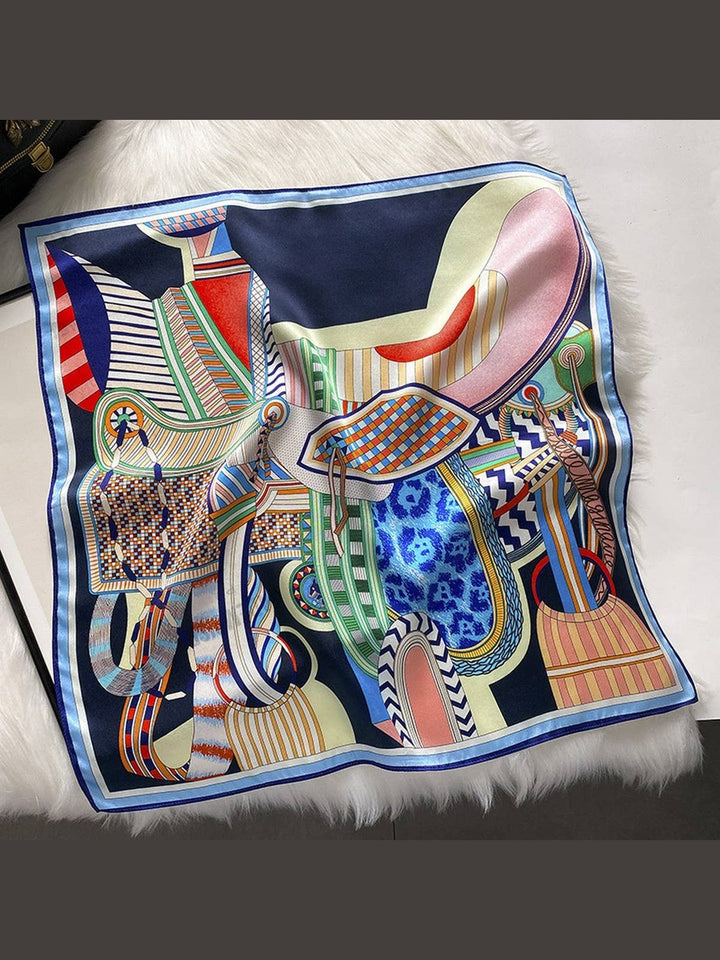 Vintage Print Silk Blend Scarf