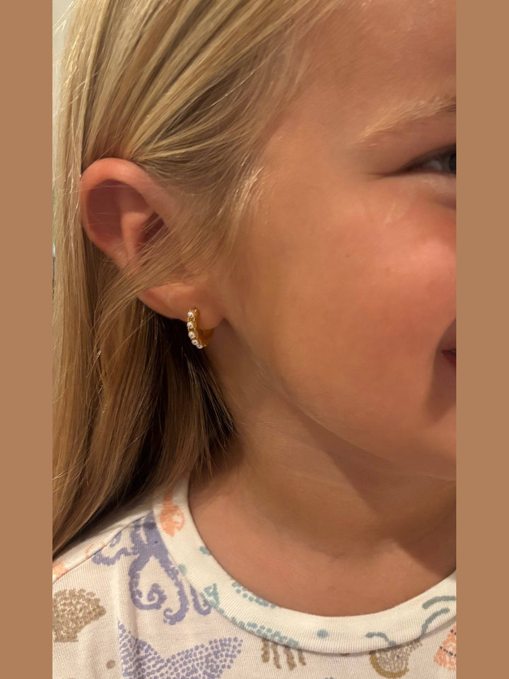 Hollis Hoops- Gold + Pearl