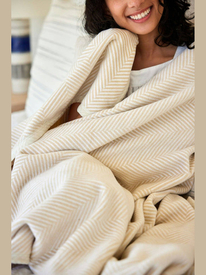 Harborview Herringbone Cream Blanket