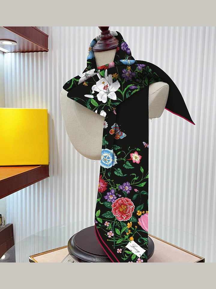 Tulip Floral Twill Silk Scarf