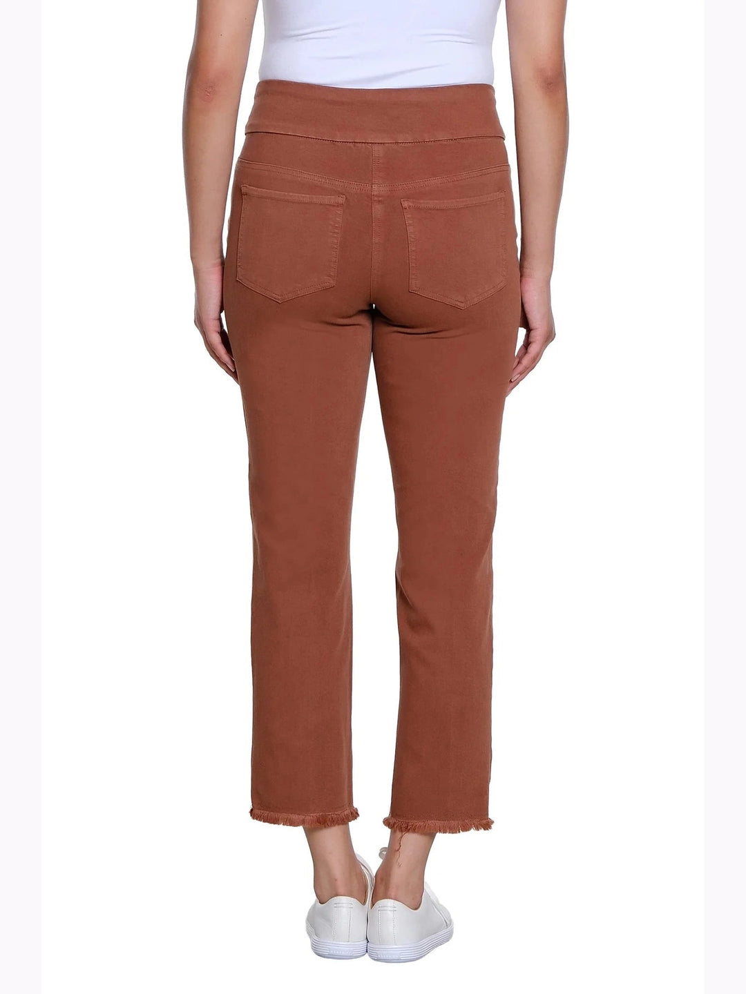 Pull on 5-PKT Fringe Hem Woven Ankle Pant