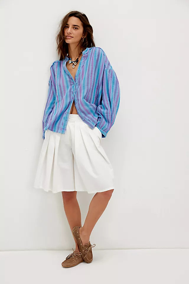 Free People Valley Double Cloth Striped Shirt