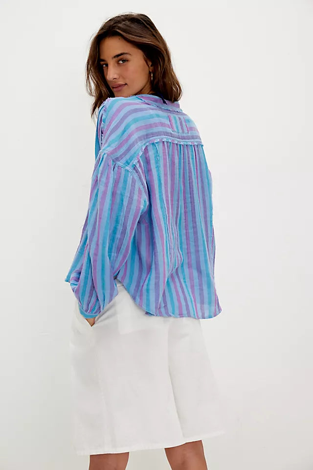 Free People Valley Double Cloth Striped Shirt