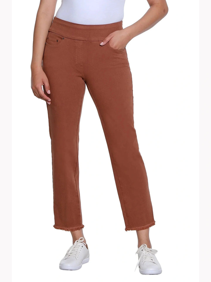 Pull on 5-PKT Fringe Hem Woven Ankle Pant