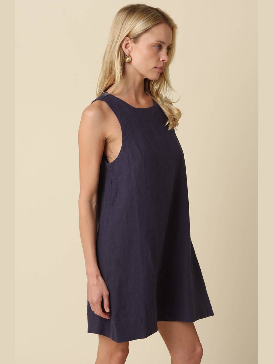 Lena Classic Linen Mini Dress