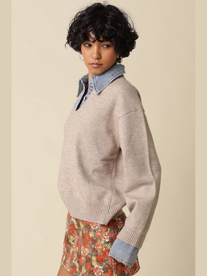 Emely Contrast Knit Top