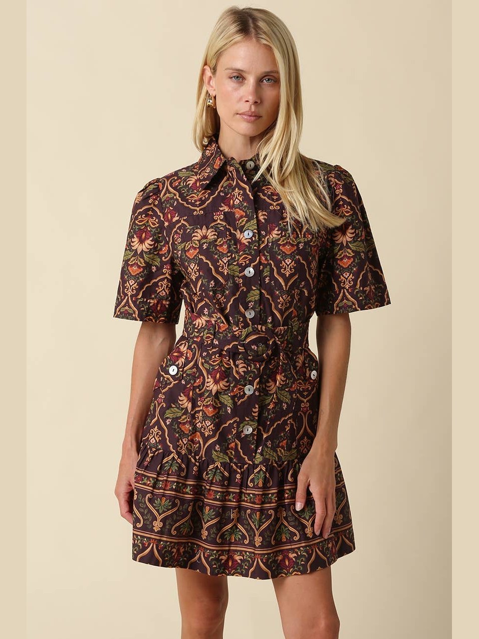 Belen Paisley Belted Mini Dress