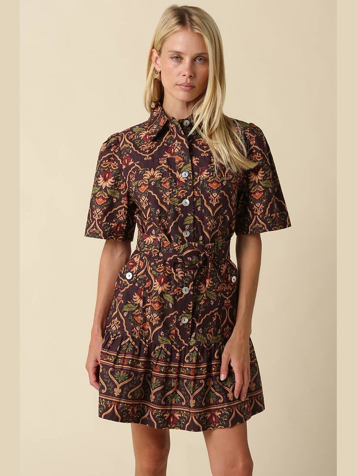 Belen Paisley Belted Mini Dress