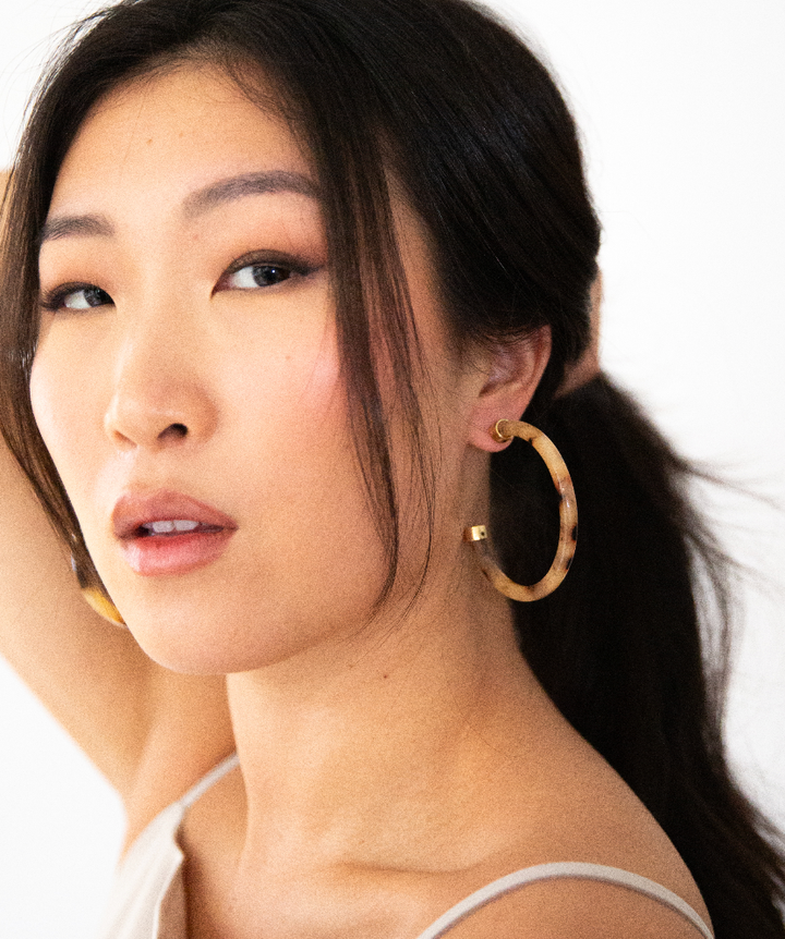 Tortoise Shell Lightweight Acrylic Hoop Earrings