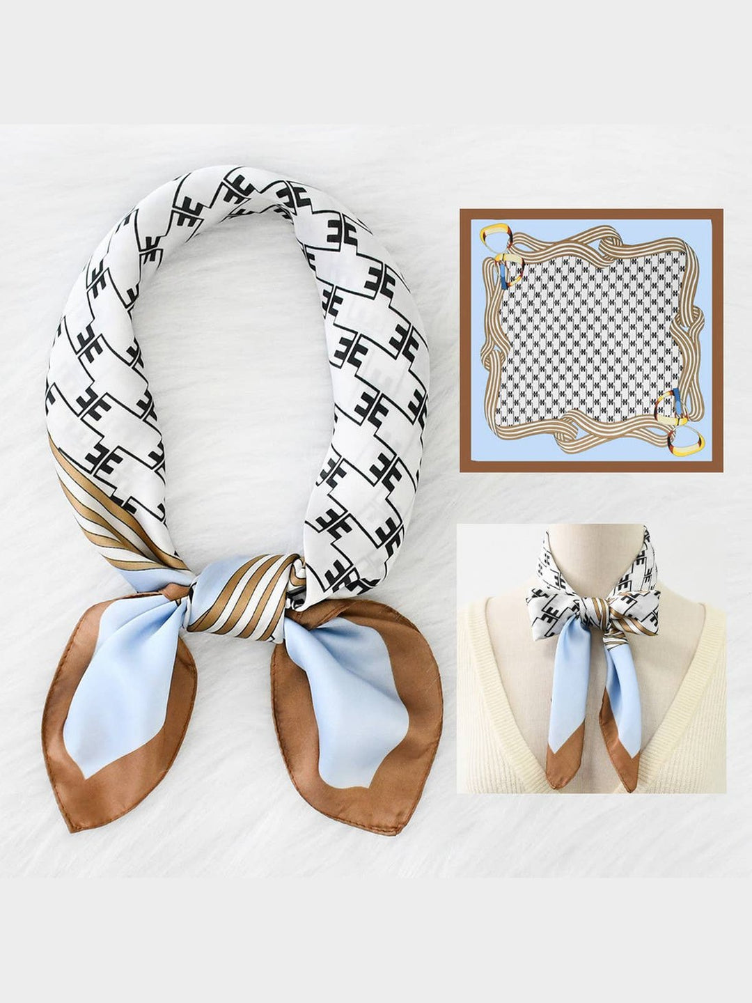 Manhattan Chain Print Satin Square Scarf