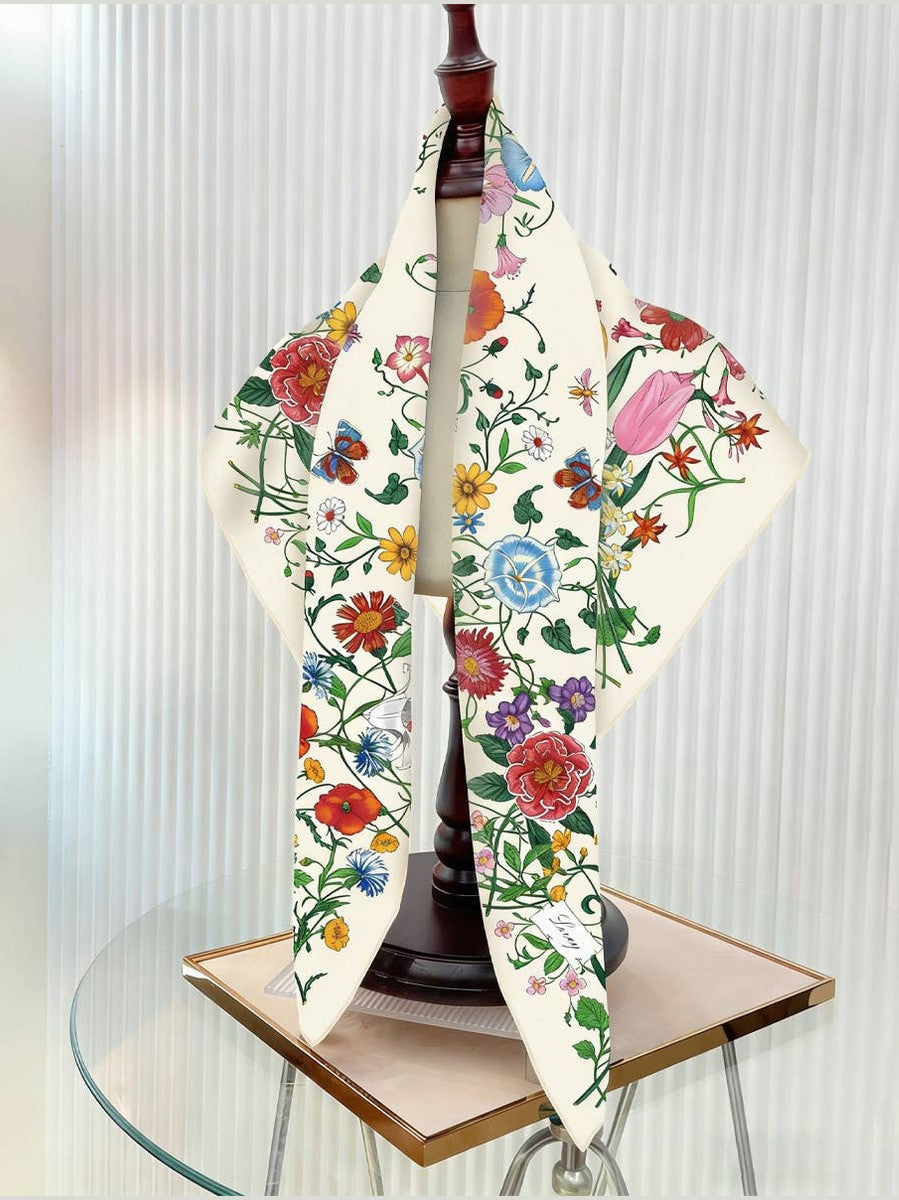 Tulip Floral Twill Silk Scarf