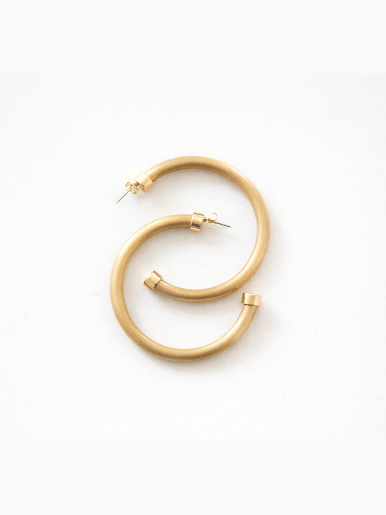 Brushed Gold Lightweight Hoop Earrings