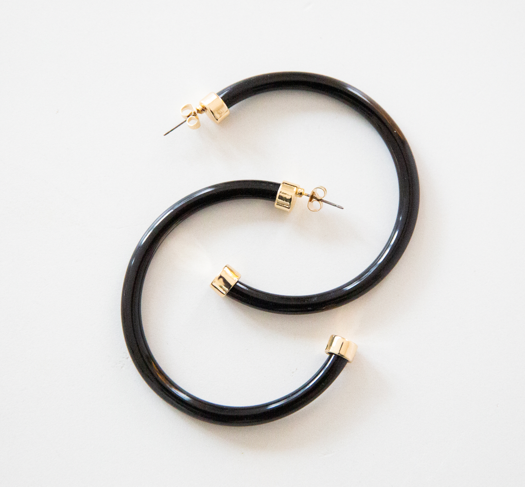 Black Lightweight Acrylic Hoop Earrings