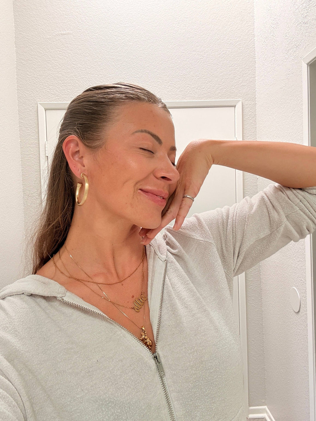 Brushed Gold Lightweight Hoop Earrings