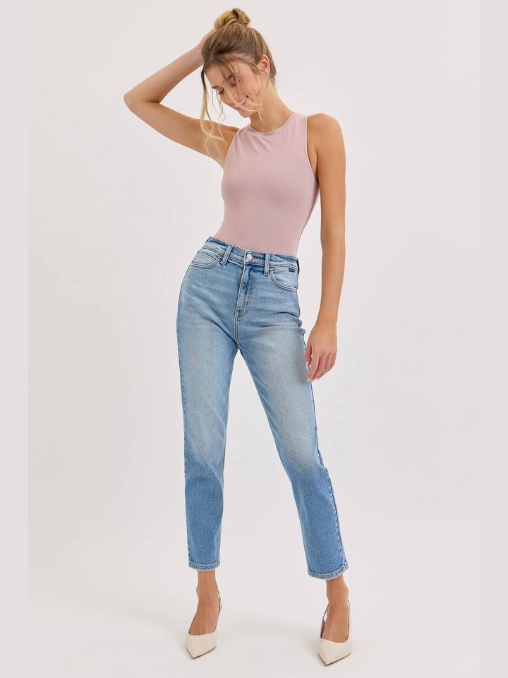 High Rise Mom Jean- Light Wash