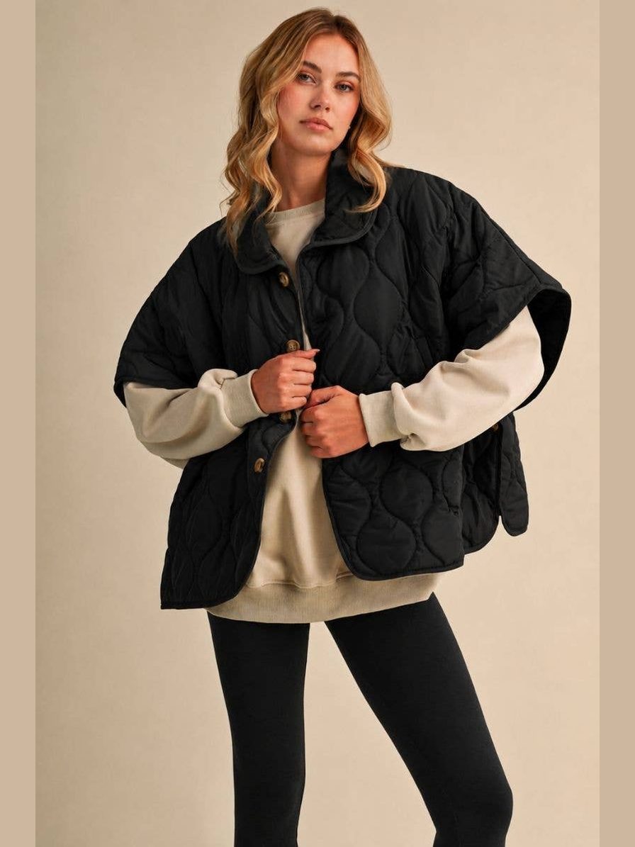 Poncho Quilted Oversized Vest