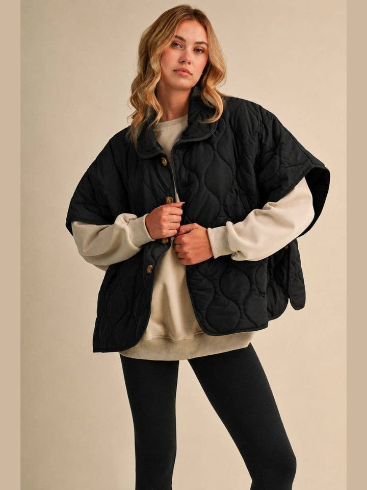 Poncho Quilted Oversized Vest