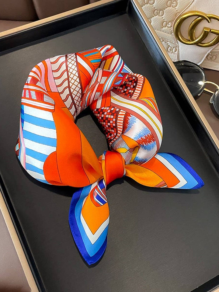Vintage Print Silk Blend Scarf